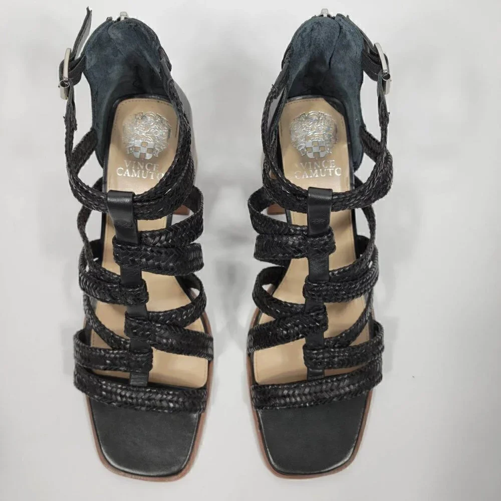 Vince Camuto Black Leather Sandals  #145 Size 10M